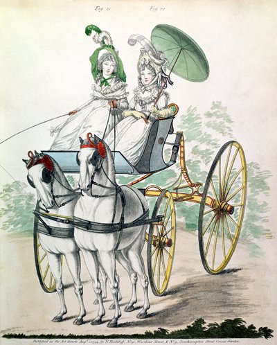 Two Young Ladies in Calico Gowns, Taking an Airing in a Phaeton by Humphry Repton